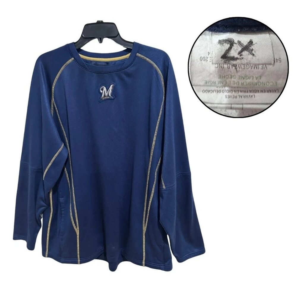 Milwaukee Brewers Men’s 2X Pullover Sweatshirt Blue Gold MLB Baseball Fan Gear